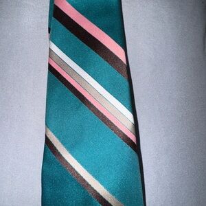 Envoy silk Vintage Teal Pink Striped Men's Tie